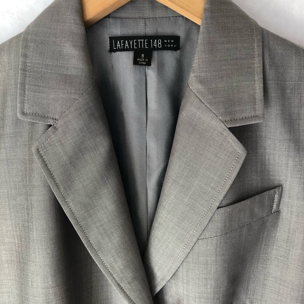 Lafayette 148 Grey Blazer Wool Silk Women’s 8 - Picture 3 of 6